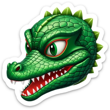 alligator luchador mask with green scales and sharp teeth sticker