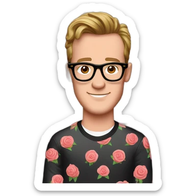 Jonathan Toews wearing glasses as a pretzel with pastel roses sticker