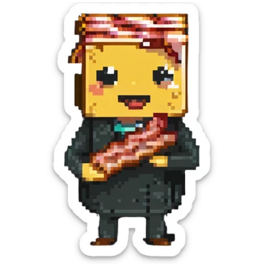 sarcasm emoji with a slice of bacon sticker