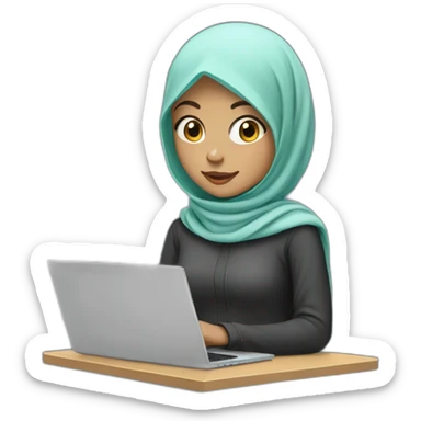 Girl wear hijab with laptop sticker