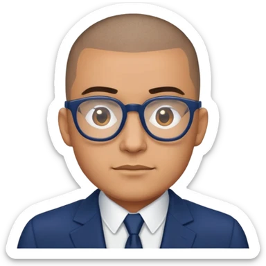 Buzz cut Latino with glasses and dark blue suit  sticker