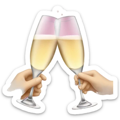 Champagne toast with pink chanpagne sticker