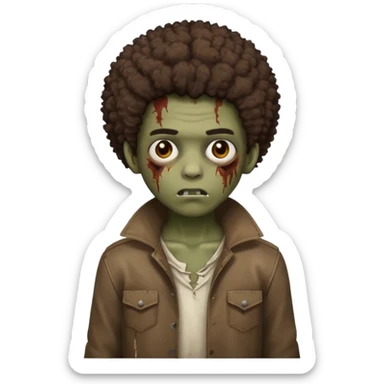 boy zombie with afro tapered African American hair sticker