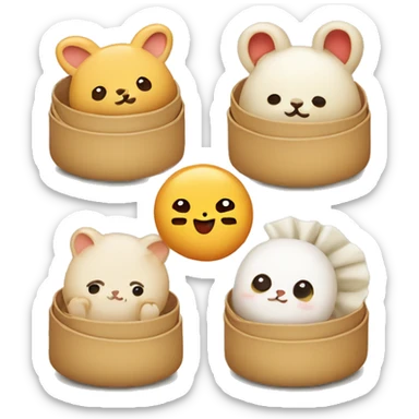 Dim sum with cute animals sticker