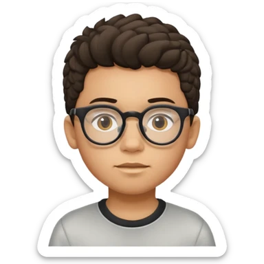 Erstelle mir eine Emoji von einem Jungen. Herkunft: Südamerika, Jung und Gutaussehend, mit durchsichtiger Brille und anderer Frisur  sticker