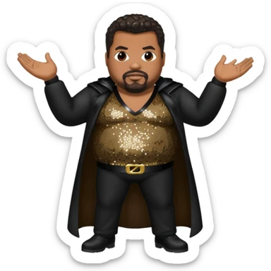 Fatman Scoop with dark brown hair, black sequin outfit sticker