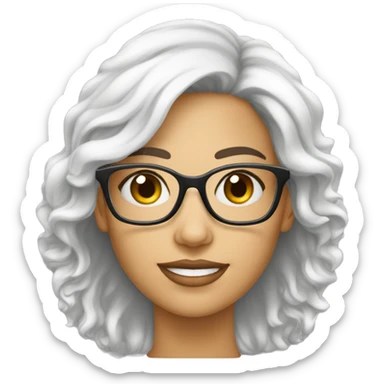 mulher branca cabelo liso branco e oculos sticker