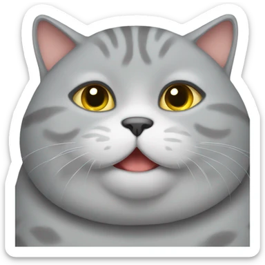 Grey fat cute cat sticker