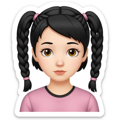 white girl with pig tails haircut black sticker