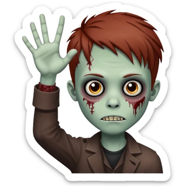 Emo-style zombie boy with reddish-brown hair making the west side sign with his hand  sticker