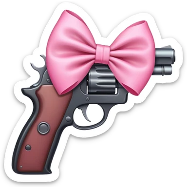 Gun with pink bow sticker