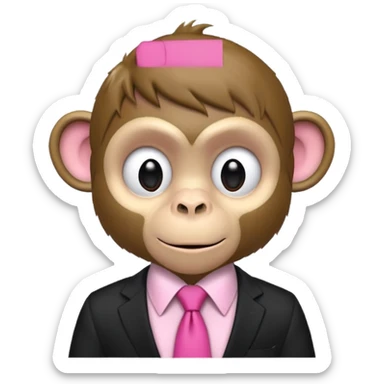  monkey with black shirt,pink tie sticker
