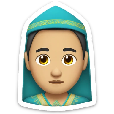 sad Kazakh in national clothes sticker