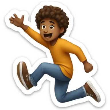 Brown boy hopping over a huge wall sticker