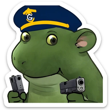 Rat holding a Glock sticker