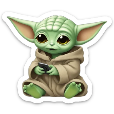 Baby Yoda listening to music sticker