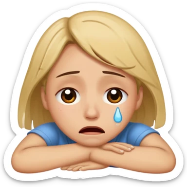 Crying and laying on the floor sticker