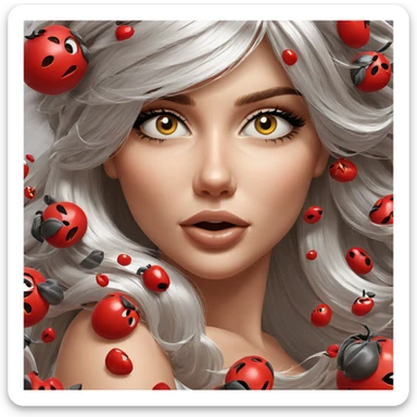 girl with white hair portrait sticker