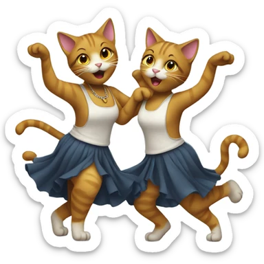 two girl cats dancing sticker