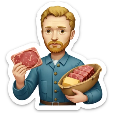 portrait of van gogh with spam meat sticker