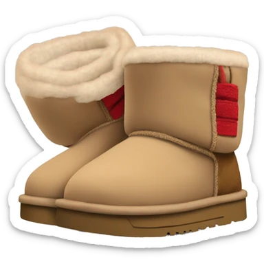 Ugg platform camel colored slippers with thin red line on the cuff sticker