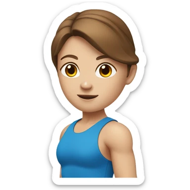 Sport exercise one white girl with brown hair in blue costume  sticker
