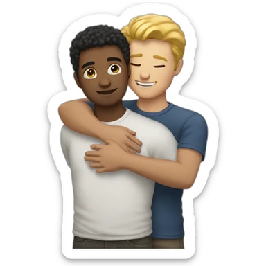 HUGGING white male friends sticker