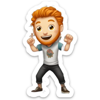ginger guy covered with tattoos doing cool dance move sticker