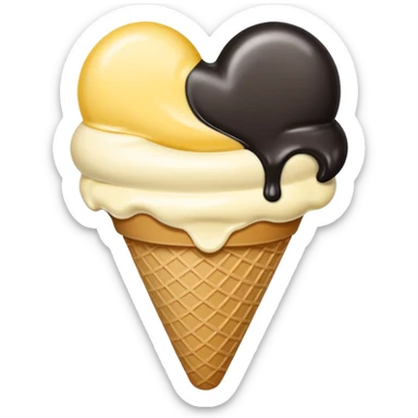 Half yellow and half black heart icecream sticker