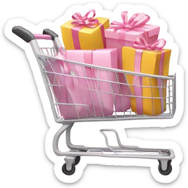 shopping cart full of light pink gift bags sticker