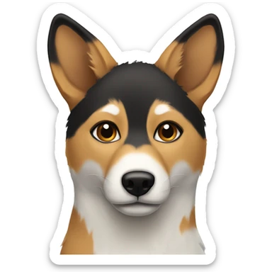 black white and tan fox terrior with balc around eyes and tan eyebrows sticker