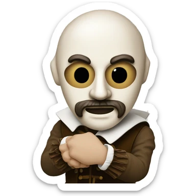 Shakespeare holds two masks in his hands - comedy and tragedy sticker