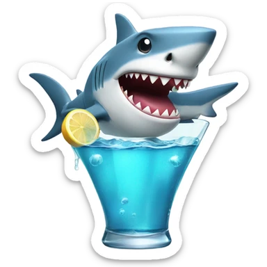 Cartoon shark with a drink in hand sticker