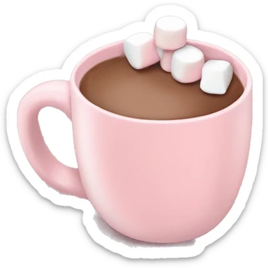 Light Pink mug of hot chocolate with marshmallows  sticker