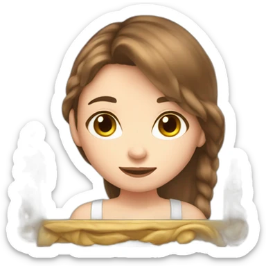 fair white skinned girl with brown hair taking a mirror selfie  sticker