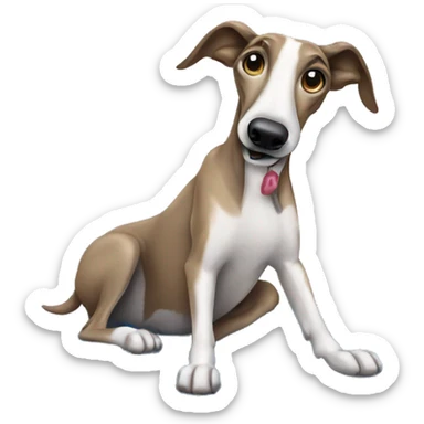 greyhound with puddle of pee sticker
