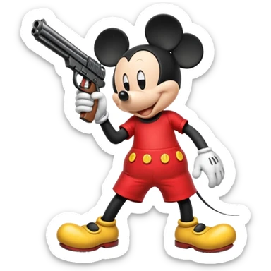 Mickey Mouse with gun sticker