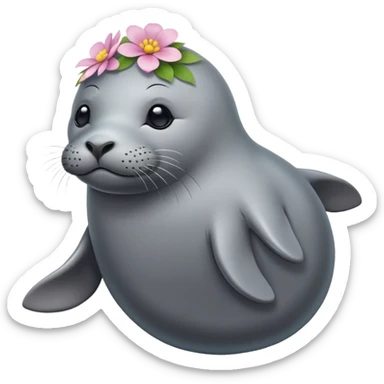Seal with the flower on the head and shows whole body  sticker
