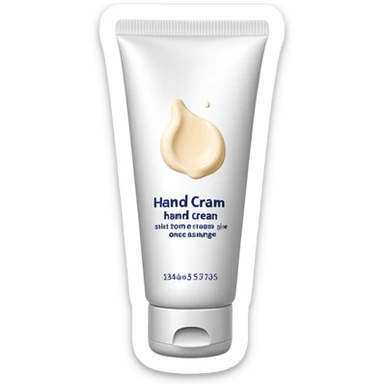 used tube of hand cream, slightly squeezed, cap off, some cream visible sticker