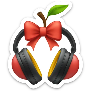 Apple headphones with a bow sticker