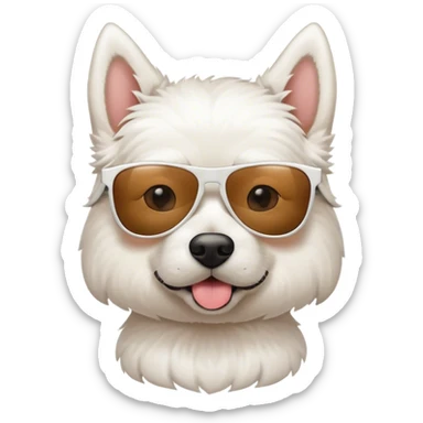 White dog wearing sunglasses sticker