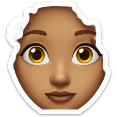 brown lady with short curly half and half brown and red hair with brown almond eyes and long lashes and full lips with a nice small round nose sticker