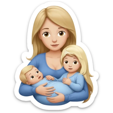 Breastfeeding mom with long hair and baby boy sticker