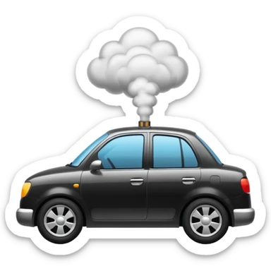 car with smoke coming from exhaust, emoji style sticker