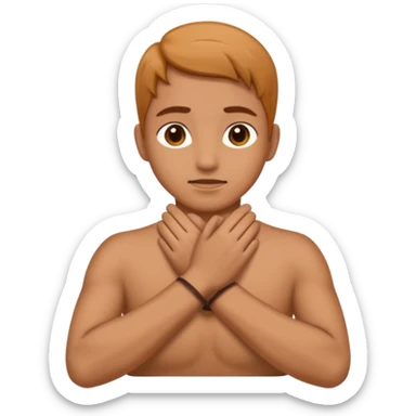 Hands crossed around neck sticker