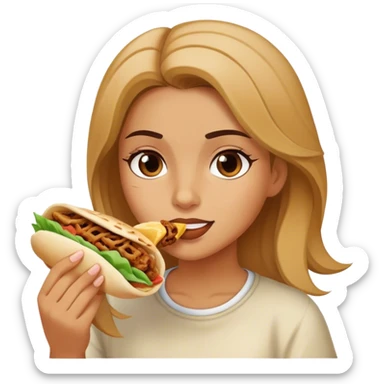 girl eating shawarma sticker