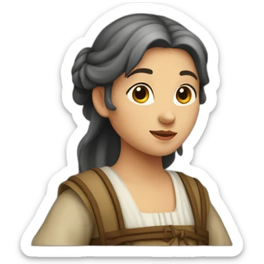 medieval girl peasant sticker