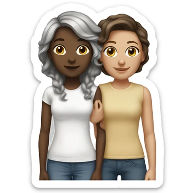 White Lesbian couple brunette hair  sticker
