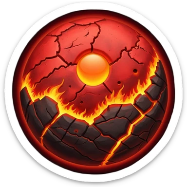 Crimson red planet with fire and cracks sticker