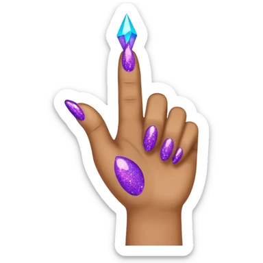 Glitter Roxo e Ciano Mão apontando para direita sticker